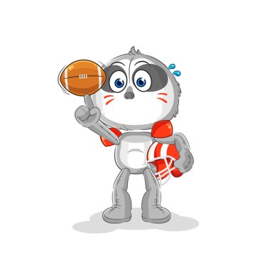 the sloth playing rugby character. cartoon mascot vecto