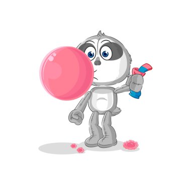 the sloth chewing gum vector. cartoon characte