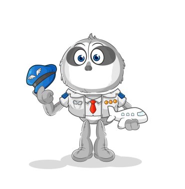 the sloth pilot mascot. cartoon vecto