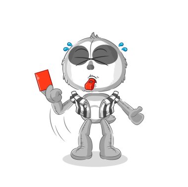 the sloth referee with red card illustration. character vecto