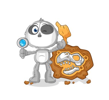 the sloth archaeologists with fossils mascot. cartoon vecto