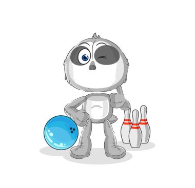 the sloth play bowling illustration. character vecto