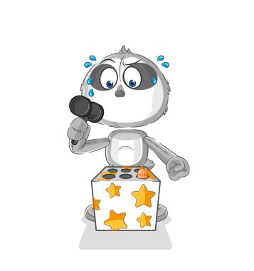 the sloth play whack a mole mascot. cartoon vecto