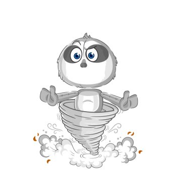 the sloth in the tornado cartoon character vecto