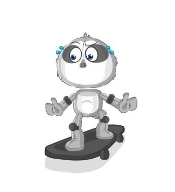 the sloth riding skateboard cartoon character vecto