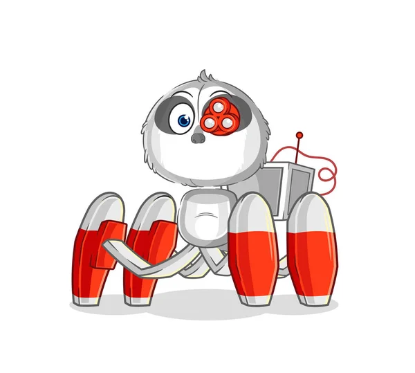 Sloth Future Robot Vector Cartoon Characte — Stockvektor