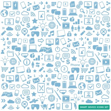 Akıllı aygıt Icons set - modern, yeni teknoloji, multimedya, akıllı cihazlar elemanları