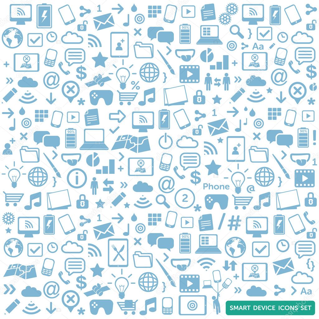 Smart device icons set - modern, new technology, multimedia, smart devices elements