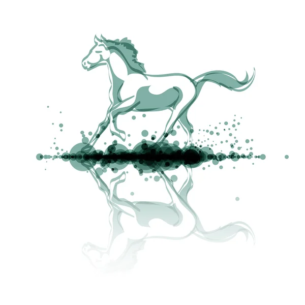 Horse riding through water — Stock Vector