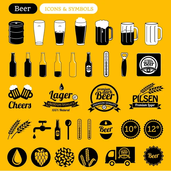 Iconos de cerveza y elementos de diseño — Archivo Imágenes Vectoriales