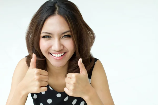Two thumbs up from attractive, beautiful women — Stock Photo, Image