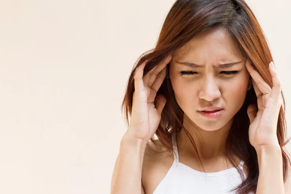 Sick woman with headache or multiple symptoms — Stock Photo, Image