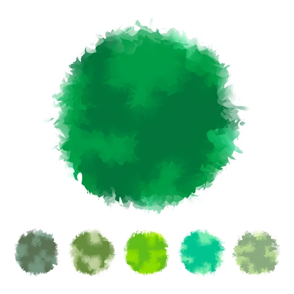 Set mit grüner Farbe Aquarell runde Form Design für Pinsel, Textbox, Design-Element, Vektor eps10 — Stockvektor