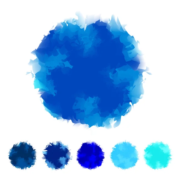 Set blauer Farbe Aquarell runde Form Design für Pinsel, Textbox, Design-Element, Vektor eps10 — Stockvektor