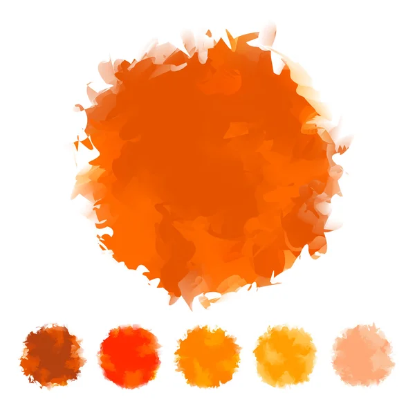 Set orangefarbener Aquarell-Rundformgestaltung für Pinsel, Textbox, Designelement, Vektor eps10 — Stockvektor