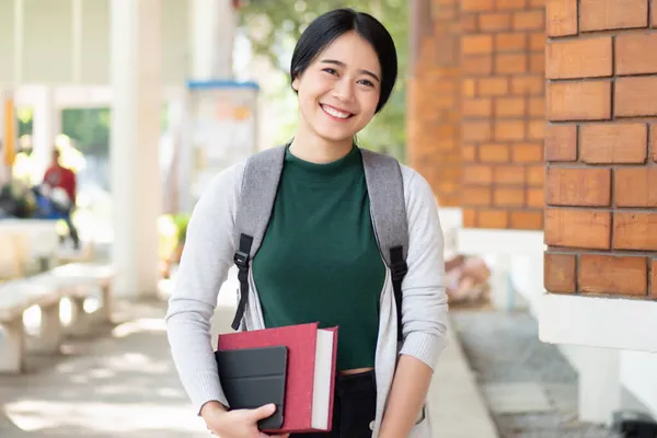 Happy Asian Woman College Student Getting Back School Vaccination Rollout — Stock Photo, Image