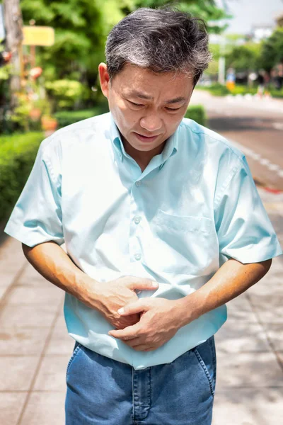 Anciano Enfermo Que Sufre Dolor Estómago Diarrea Estreñimiento Gastritis Indigestión — Foto de Stock