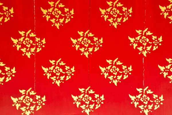 Flower pattern in traditional Thai style art on wall of the temple — Stock Photo, Image