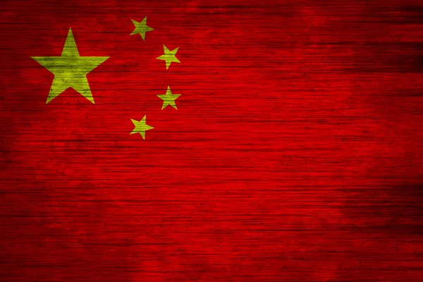 Kina flagga på trä textur — Stockfoto
