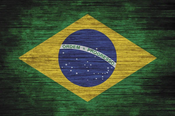 Brazil flag on wood texture — Stock Photo, Image