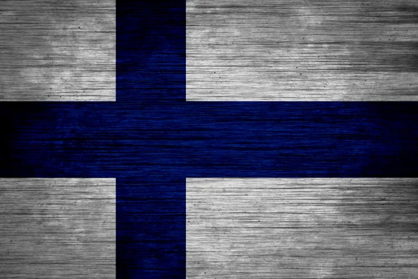 Finlandia bandiera su texture di legno — Foto Stock