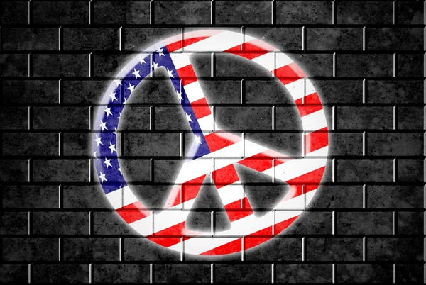 Brick wall USA Peace — Stock Photo, Image