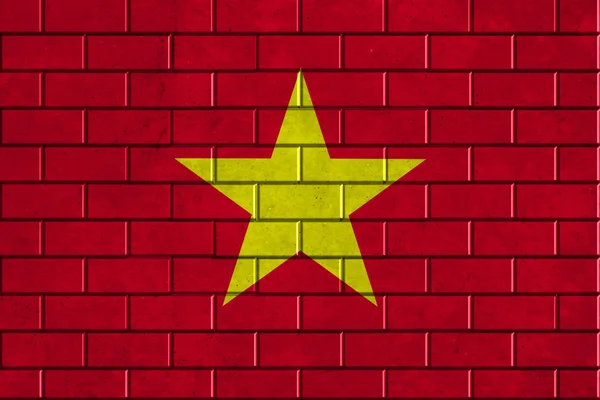 Bir tuğla duvara boyalı vietnam bayrağı — Stok fotoğraf