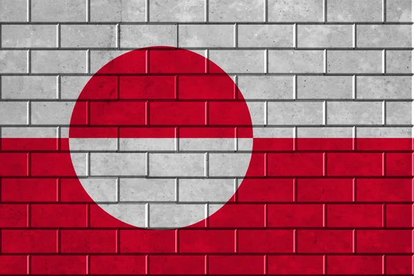 Bandeira da Gronelândia pintada numa parede de tijolos — Fotografia de Stock
