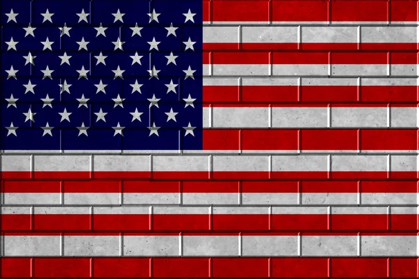 Amerikan bayrağı tuğla duvar arka plan — Stok fotoğraf