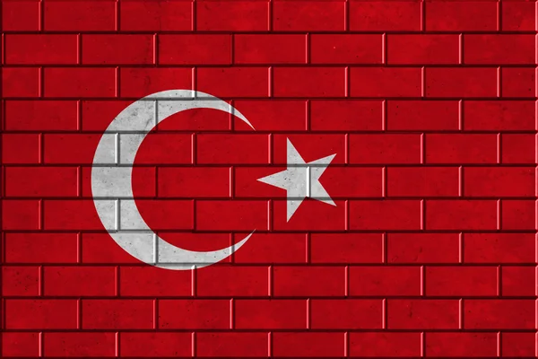 Türkiye'nin bayrak tuğla duvar — Stok fotoğraf