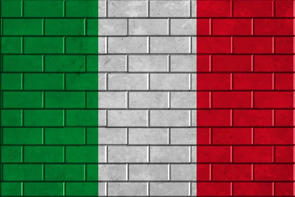 Italië vlag op een bakstenen muur — Stockfoto