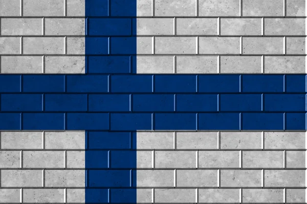 Bandera de Finlandia pintada en una pared de ladrillo —  Fotos de Stock