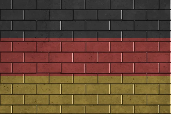 Bandeira da Alemanha pintada em uma parede de tijolo — Fotografia de Stock