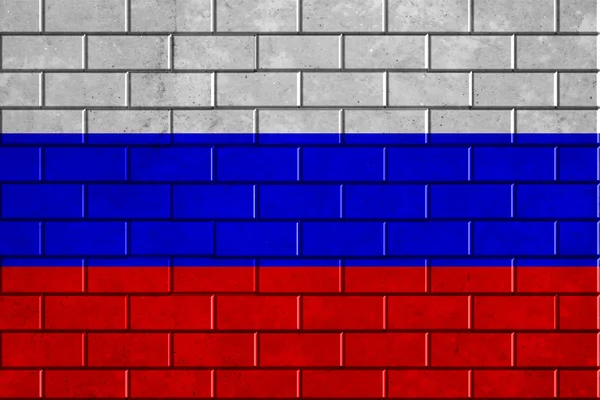 Flagge der Russischen Föderation auf Ziegelwand gemalt — Stockfoto