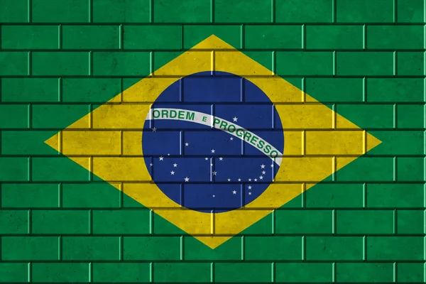 Brazilië vlag geschilderd op een bakstenen muur — Stockfoto