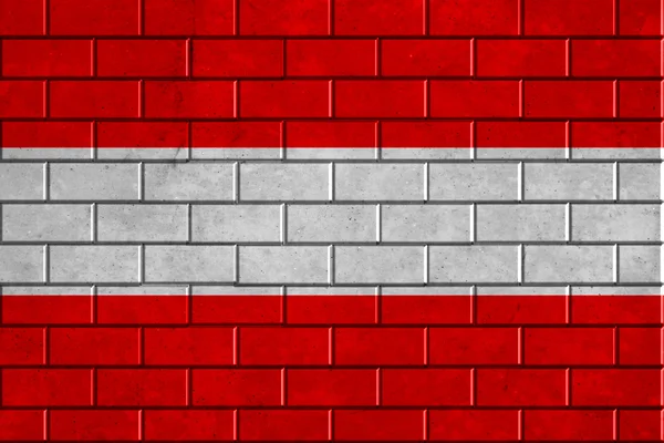 Bir tuğla duvara boyalı Avusturya bayrağı — Stok fotoğraf
