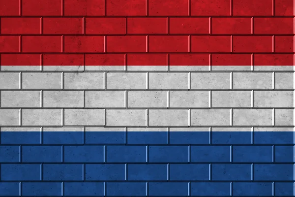 Nederländerna flaggan målad på en tegelvägg — Stockfoto