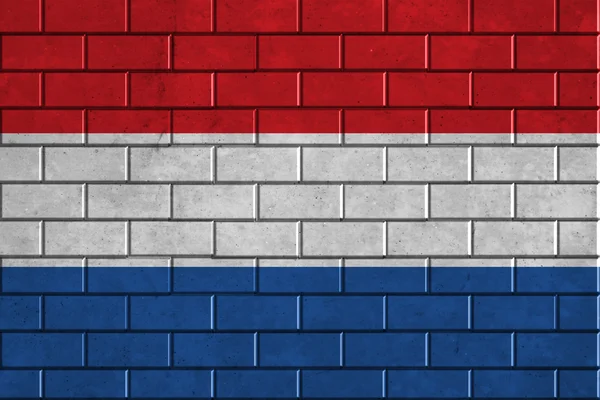 Bendera Belanda dicat di dinding bata — Stok Foto