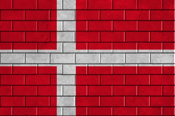 Danmark flagga målade på en tegelvägg — Stockfoto