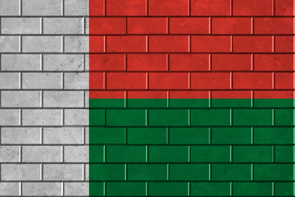 马达加斯加国旗画在墙上 — 图库照片