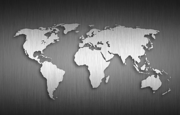 Kovové pozadí mapy světa — Stock fotografie