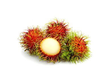 Rambutan meyvesi beyaz arkaplanda izole