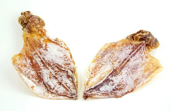 Getrockneter Tintenfisch isoliert auf weißem Hintergrund — Stockfoto