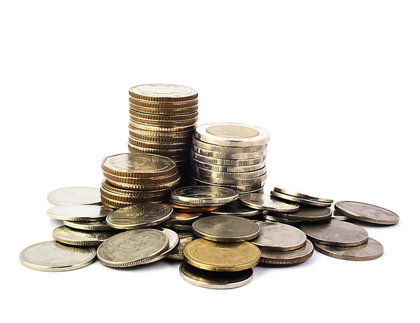 Montón de monedas aislado en blanco —  Fotos de Stock