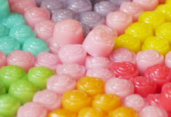 Closeup of colorful Thai sweetmeat pudding — Stock Photo, Image