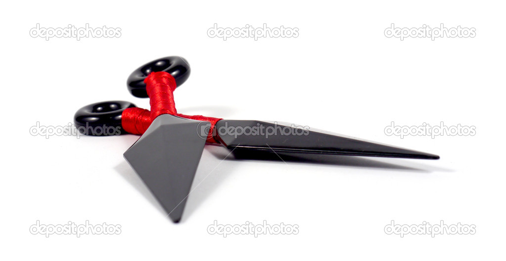 To throw ninja weapons isolated on white background
