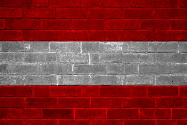 奥地利国旗画在墙上 — 图库照片