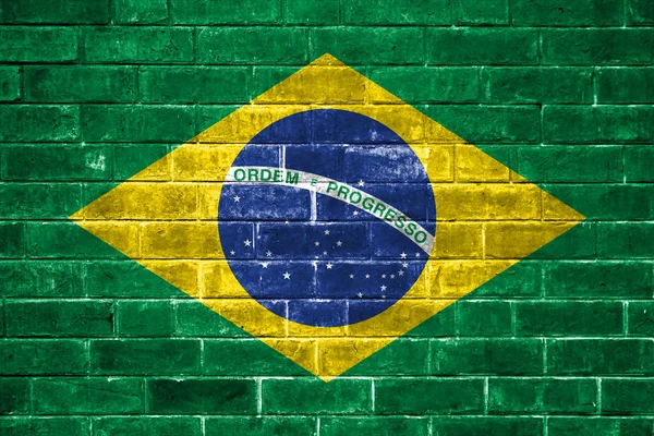 Bandera de Brasil pintada en una pared de ladrillo — Foto de Stock