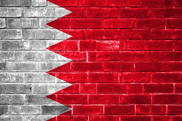 벽돌 벽에 그려진 바레인 깃발 — 스톡 사진