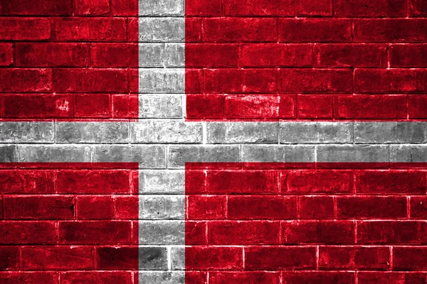 Danmark flagga målade på en tegelvägg — Stockfoto